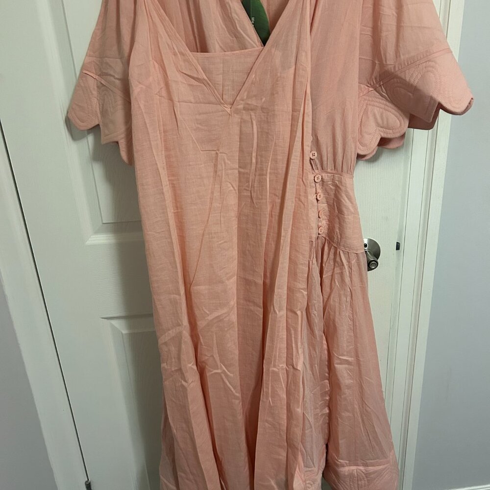 Farm Rio light pink heart detailed midi dress new with tags XS - Picture 5 of 6